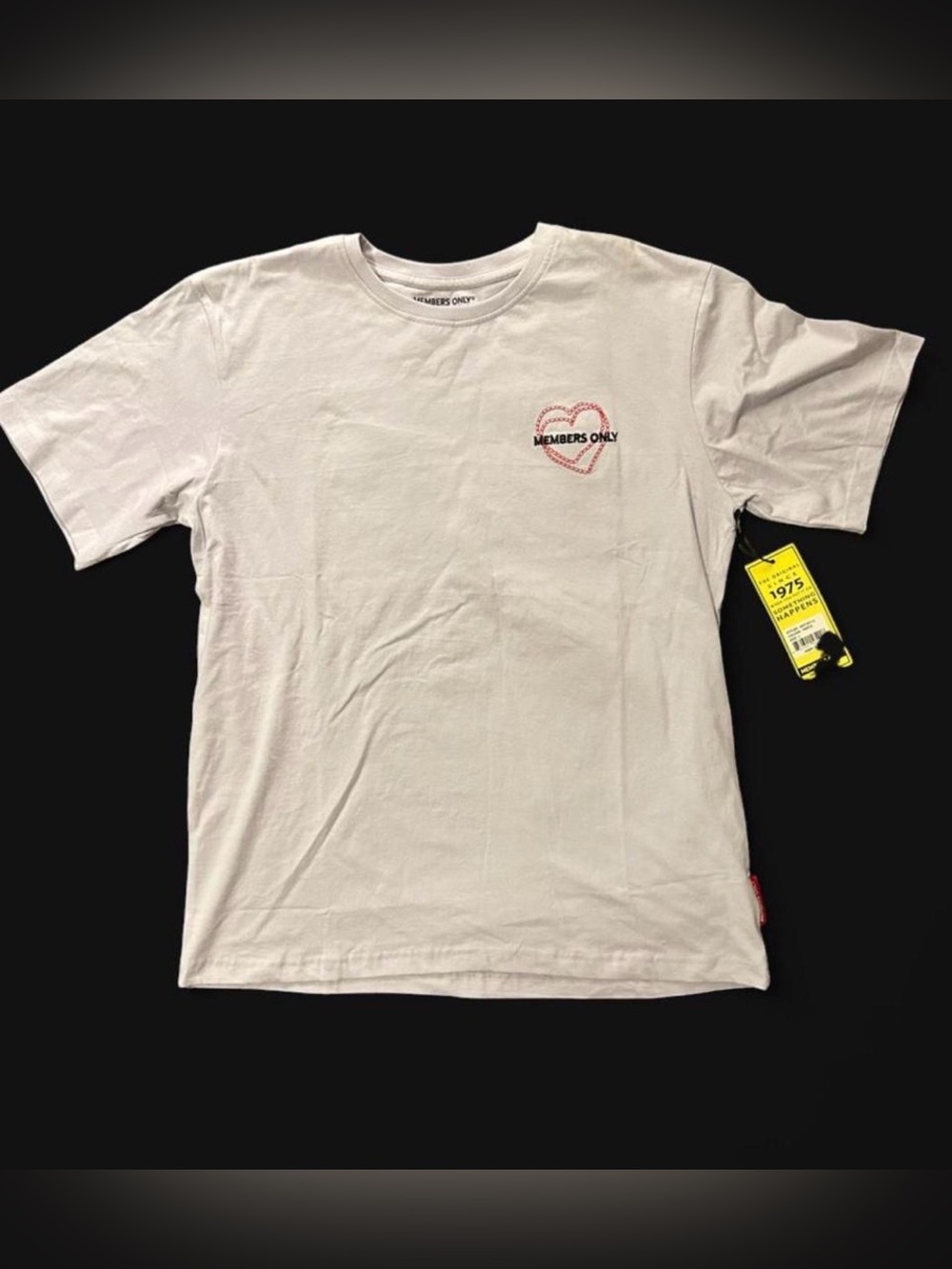 Members Only White T-Shirt with Red Heart Logo
